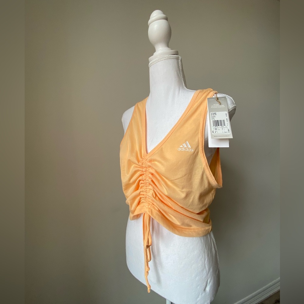 Adidas Yellow Ribbed Cropped Top - Picture 3 of 4